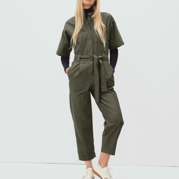 Everlane Pants - Everlane The Fatigue Short Sleeve Jumpsuit in Kalamata Olive Size 8